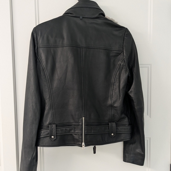 Rudsak Leather Jacket with Rabbit Fur – Size Large - Picture 2 of 12